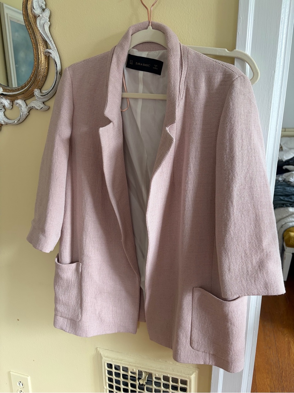Zara Light Dusty Pink Open Front Blazer Jacket